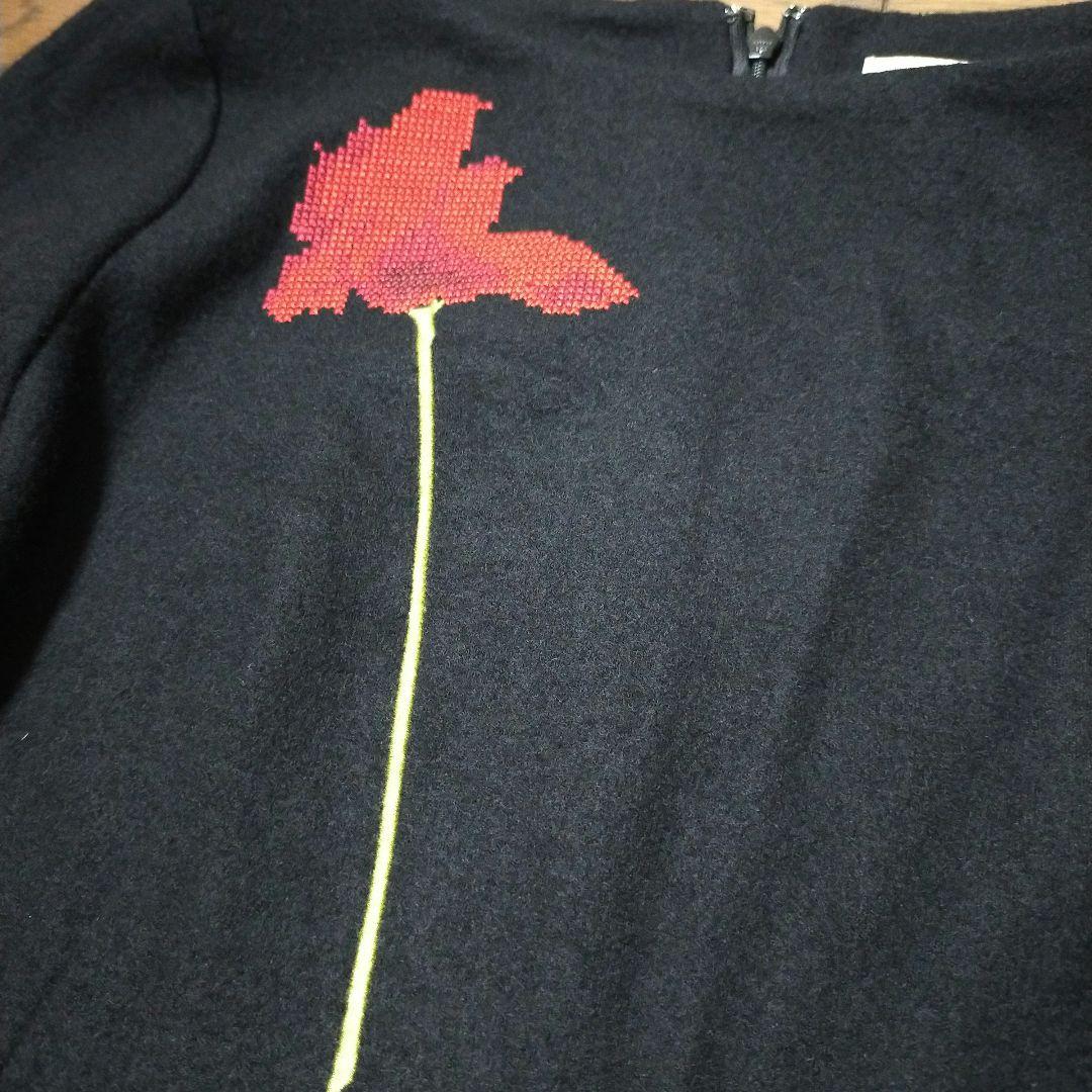 美品 Sybilla シビラ 花刺繍 ロングワンピース ウール素材 ブラック