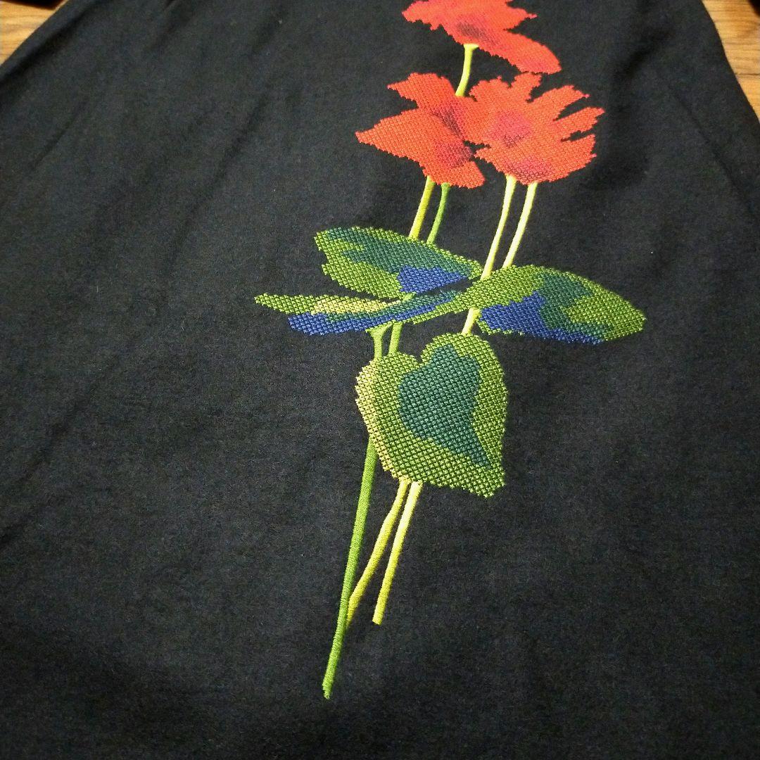 美品 Sybilla シビラ 花刺繍 ロングワンピース ウール素材 ブラック