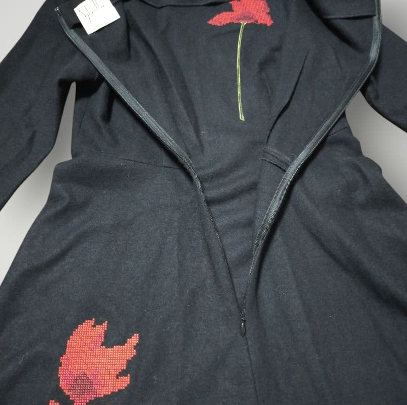 美品 Sybilla シビラ 花刺繍 ロングワンピース ウール素材 ブラック