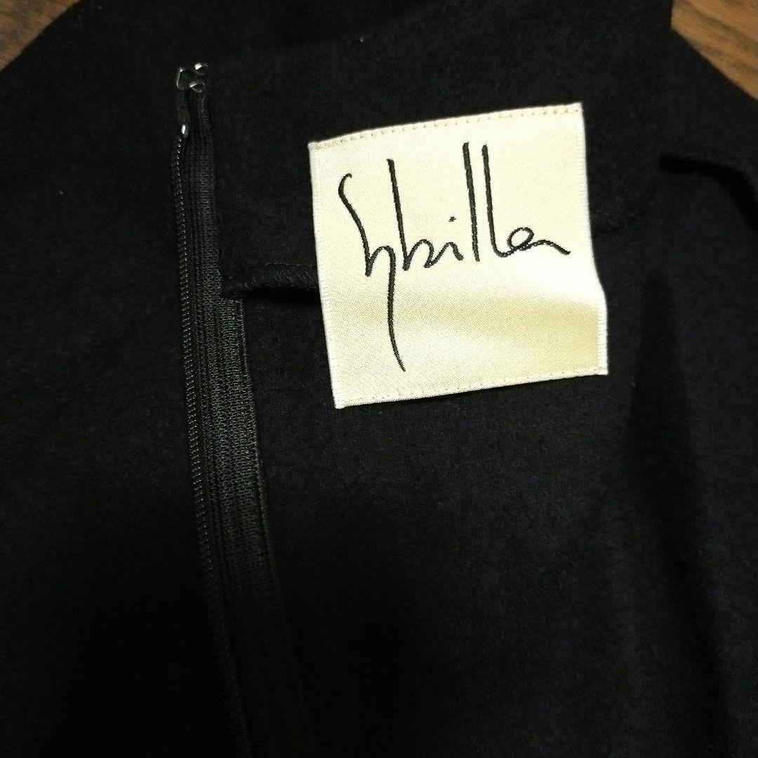 美品 Sybilla シビラ 花刺繍 ロングワンピース ウール素材 ブラック