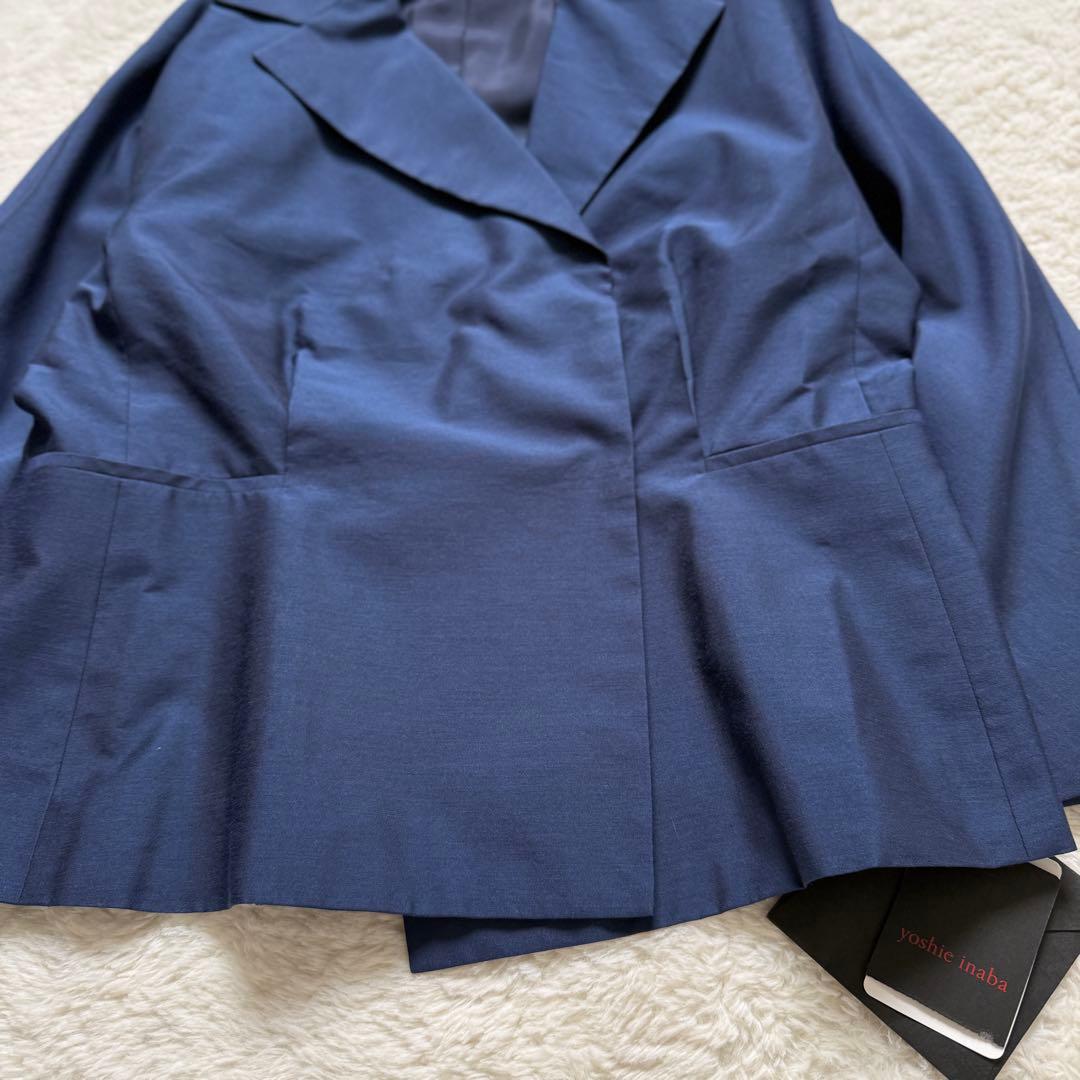 【新品】ヨシエイナバ 先染めタフタジャケット ネイビー 9 レディース