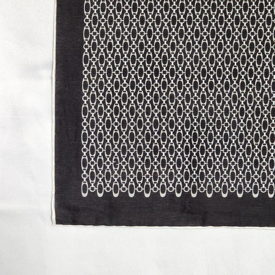 極美品 ★GUCCI★ ハンカチ メンズ チェーン 綿100％ ブラウン