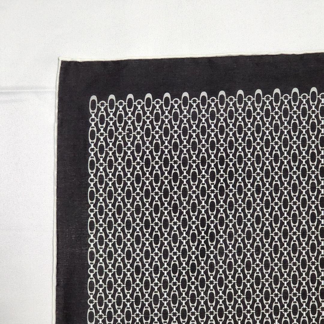 極美品 ★GUCCI★ ハンカチ メンズ チェーン 綿100％ ブラウン