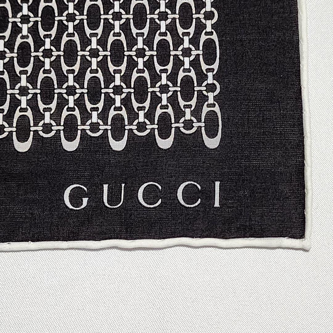 極美品 ★GUCCI★ ハンカチ メンズ チェーン 綿100％ ブラウン