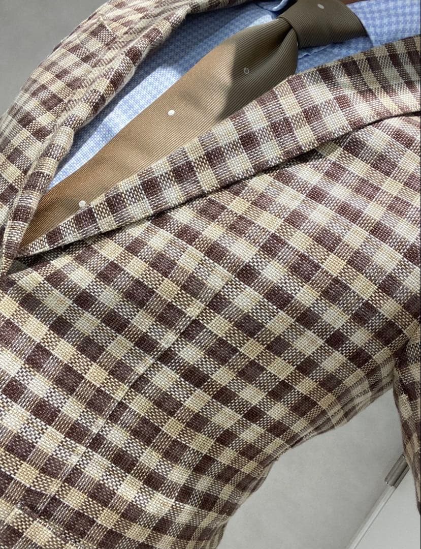 美品☆パオローニ　ジャケット　ベージュチェックカラー　ラルディーニ　タリアトーレ