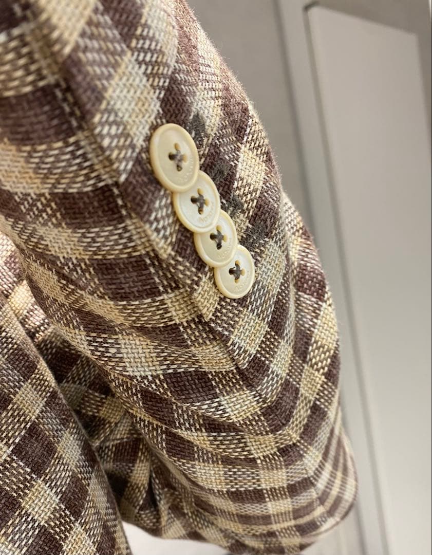 美品☆パオローニ　ジャケット　ベージュチェックカラー　ラルディーニ　タリアトーレ