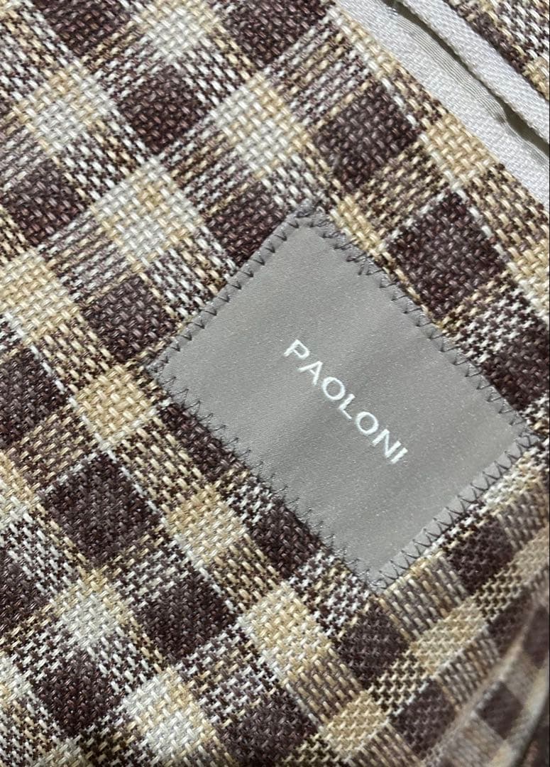 美品☆パオローニ　ジャケット　ベージュチェックカラー　ラルディーニ　タリアトーレ