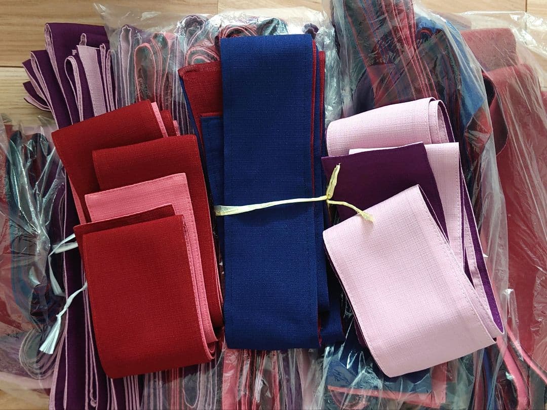 色浴衣 18枚 帯 20本 まとめ売り 旅館 民宿 ゆかた 浴衣 色ゆかた