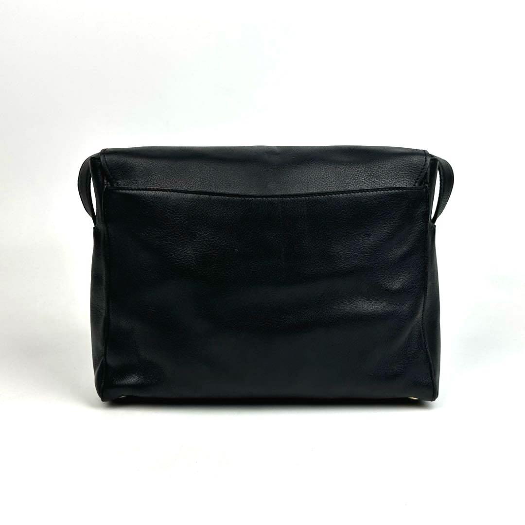 美品■セリーヌ ガンチーニ ショルダーバッグ サークルロゴ レザー ブラック系