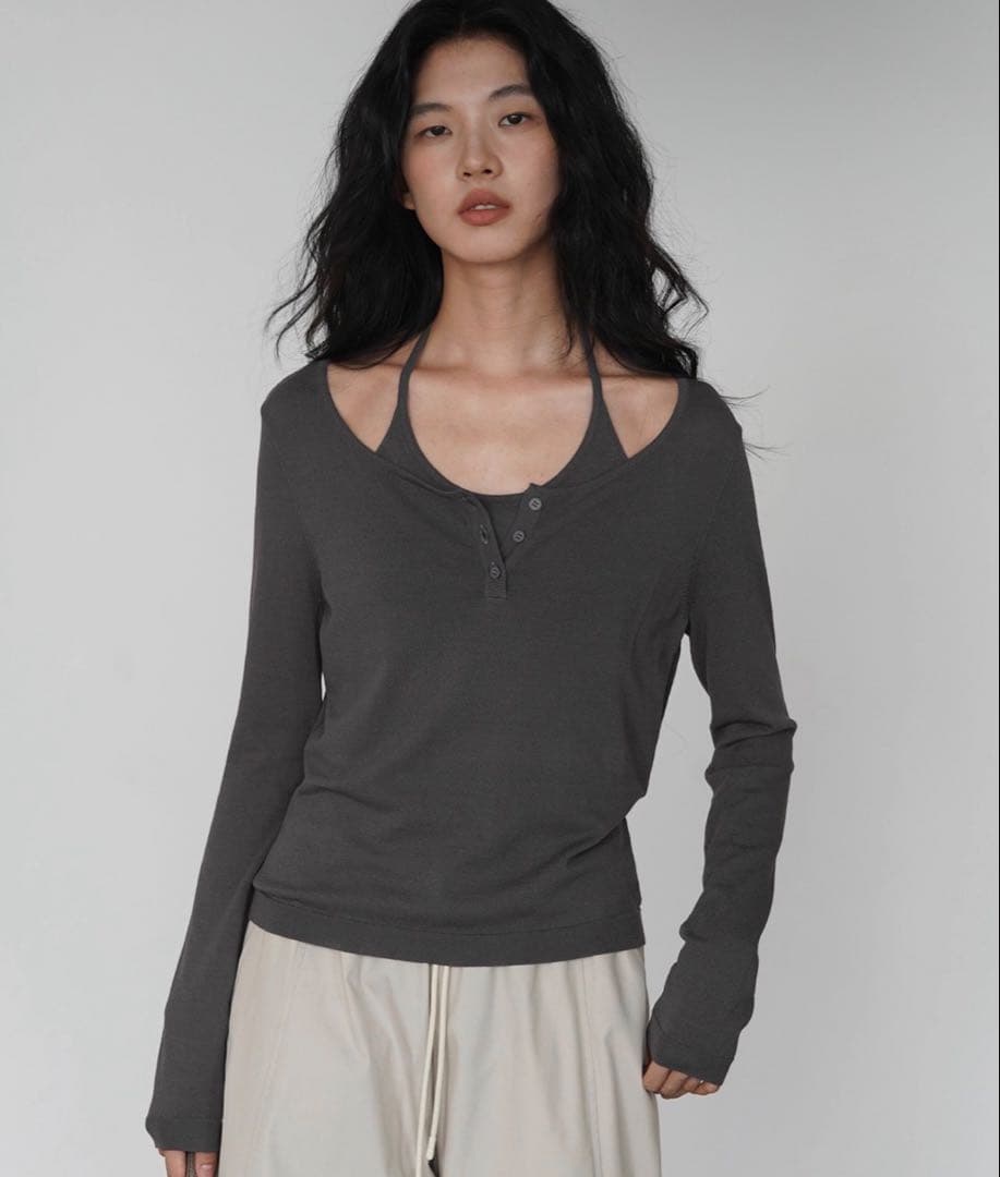 EIGHTHMONTH レイヤードヘンリーネックトップス EM25a035
