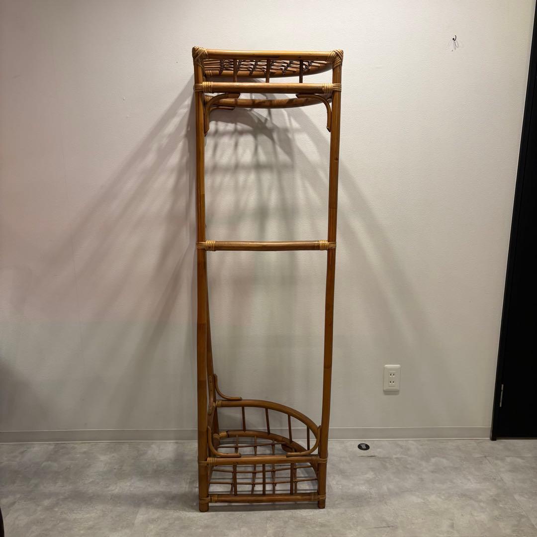 コーナーラック　ハンガーラック　ラタン　昭和レトロ