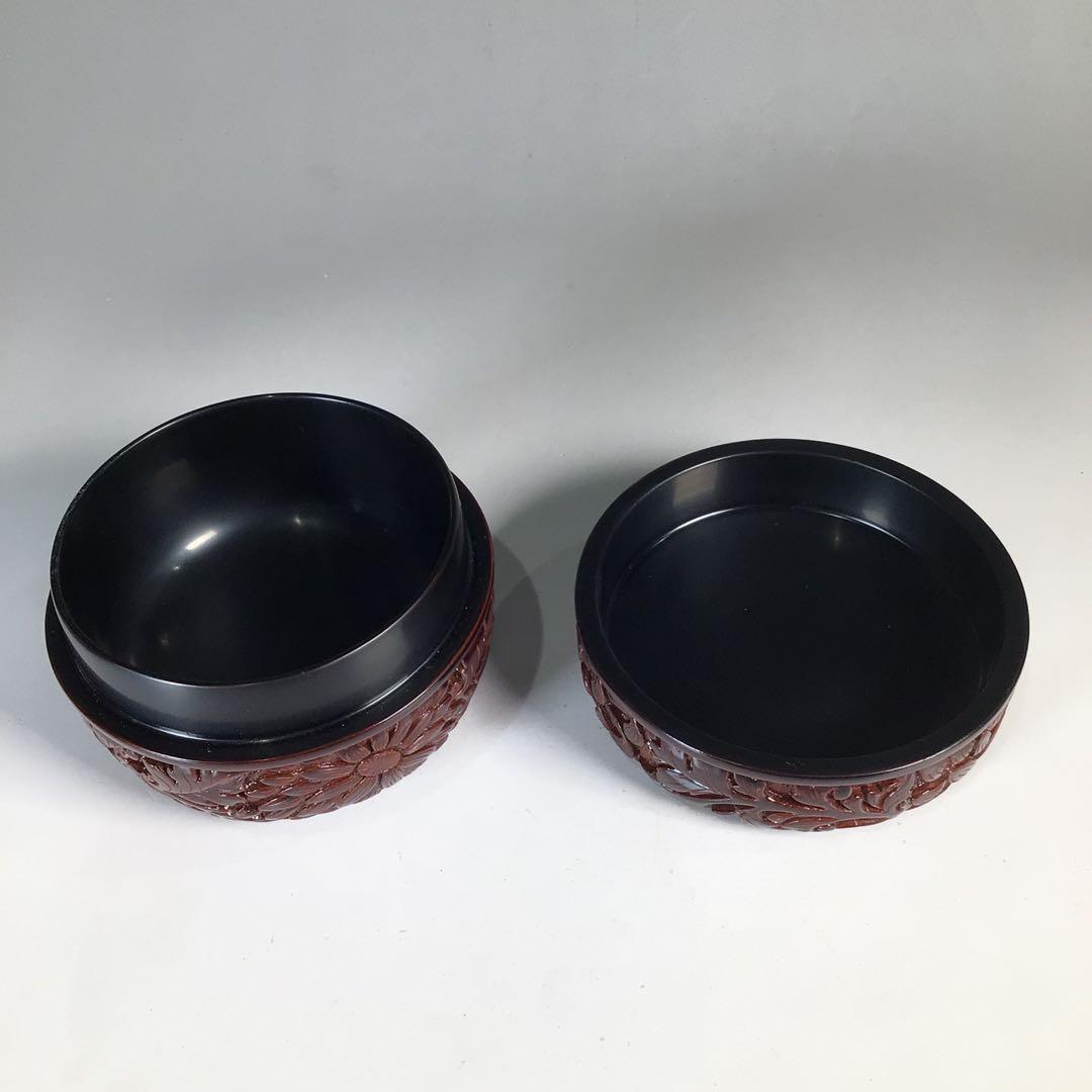 Ｎ９０９　棗　『高橋連峰作』『村上堆朱』『朱溜塗』『平棗』　共箱　茶道具