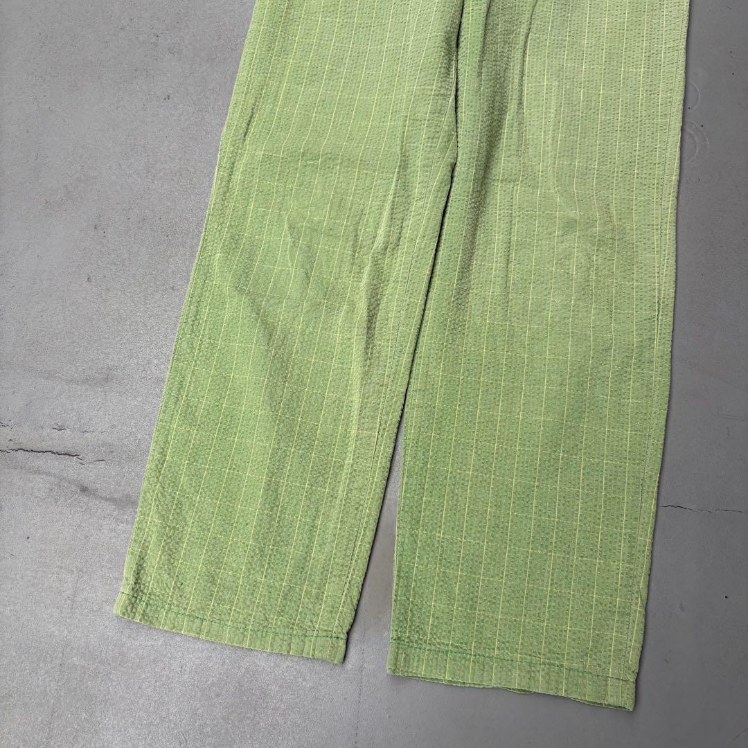 90s Nigel cabourn シアサッカー　フェード　コットンパンツ　ロゴ