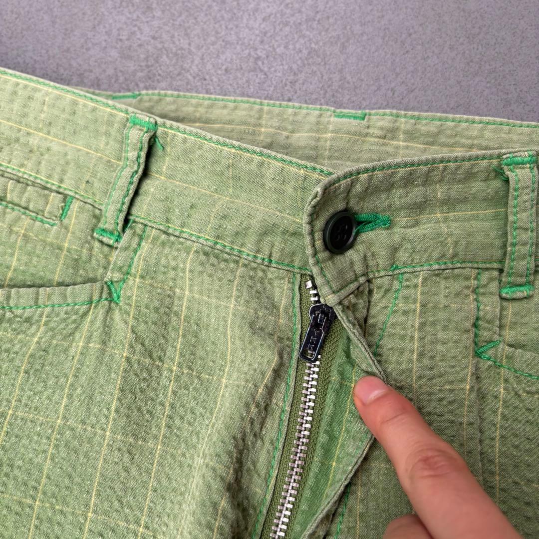 90s Nigel cabourn シアサッカー　フェード　コットンパンツ　ロゴ