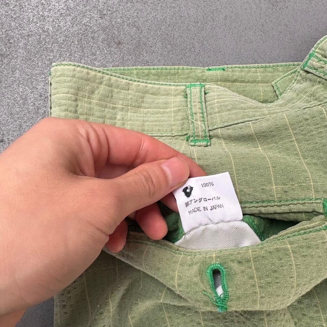 90s Nigel cabourn シアサッカー　フェード　コットンパンツ　ロゴ