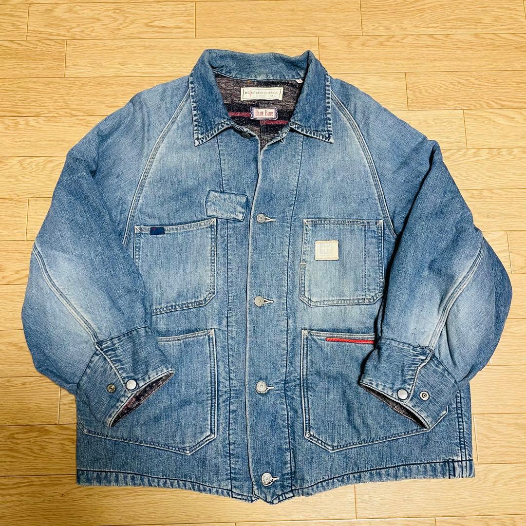 90s 00s ブルーブルー　デニムカバーオール　ブランケット　ハリラン　L