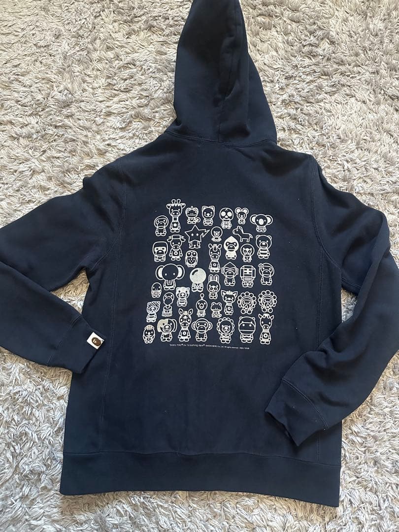 BAPE ネイビー ジップアップパーカー