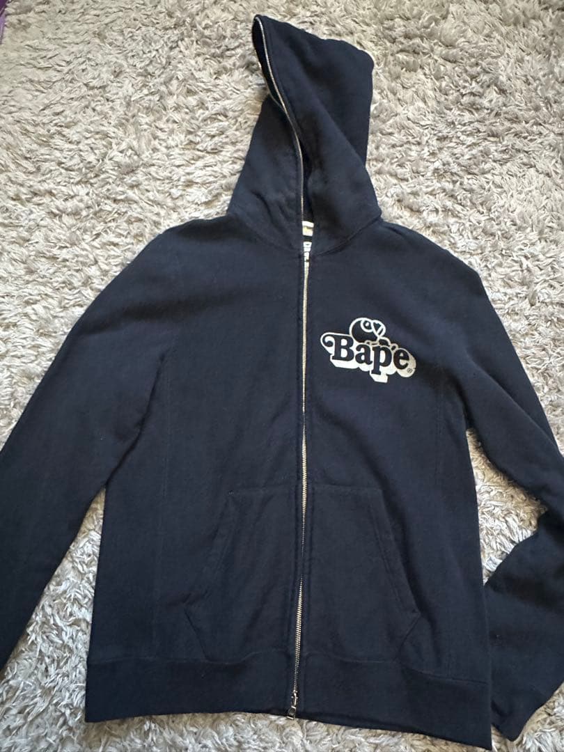 BAPE ネイビー ジップアップパーカー
