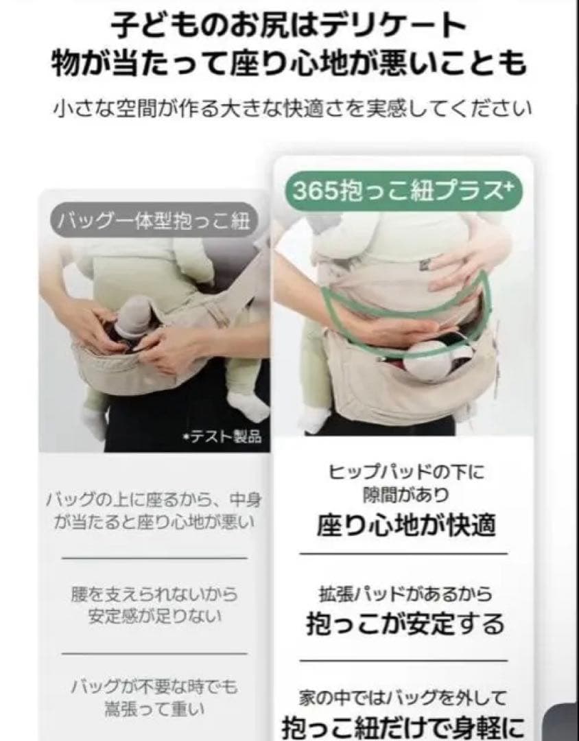 グスケットKET 365抱っこ紐Plus ブラック ヒップシート