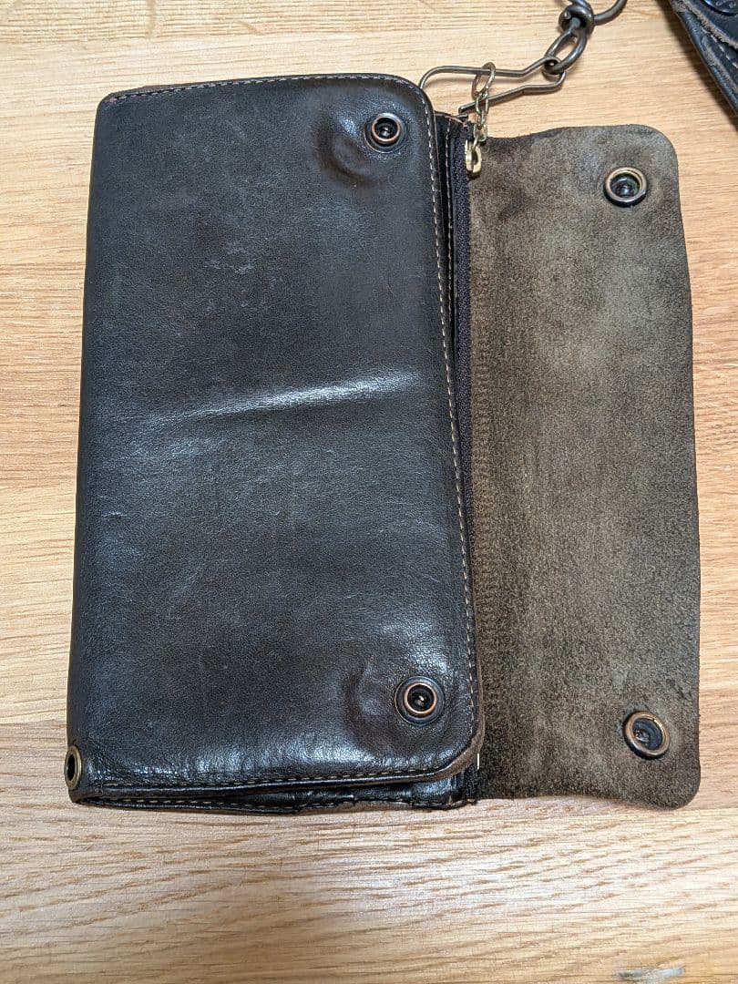 奈*三様 RRL 黒 レザー ウォレットチェーン