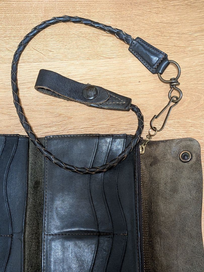 奈*三様 RRL 黒 レザー ウォレットチェーン