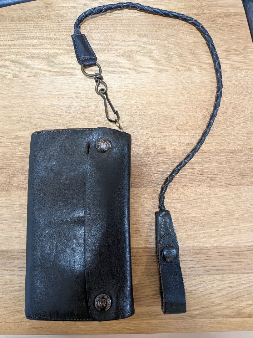 奈*三様 RRL 黒 レザー ウォレットチェーン