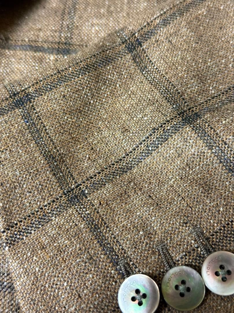 バ*ラ様 Boglioli Dover 46 ブラウン シルクリネンウール ジャ