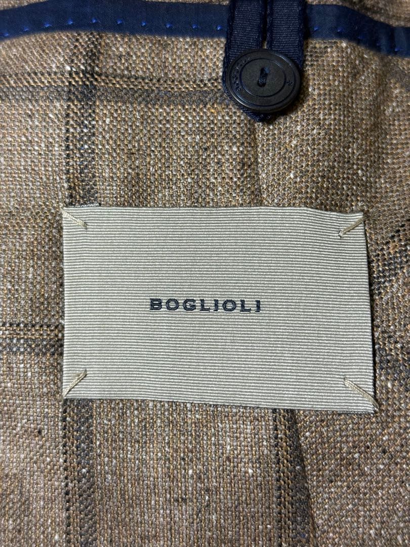 バ*ラ様 Boglioli Dover 46 ブラウン シルクリネンウール ジャ