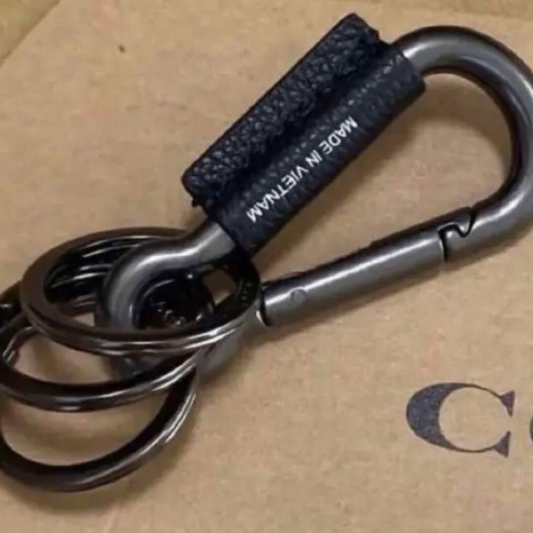 紙袋＆箱付 コーチ　カラビナ　キーリング　キーホルダー　ブラック