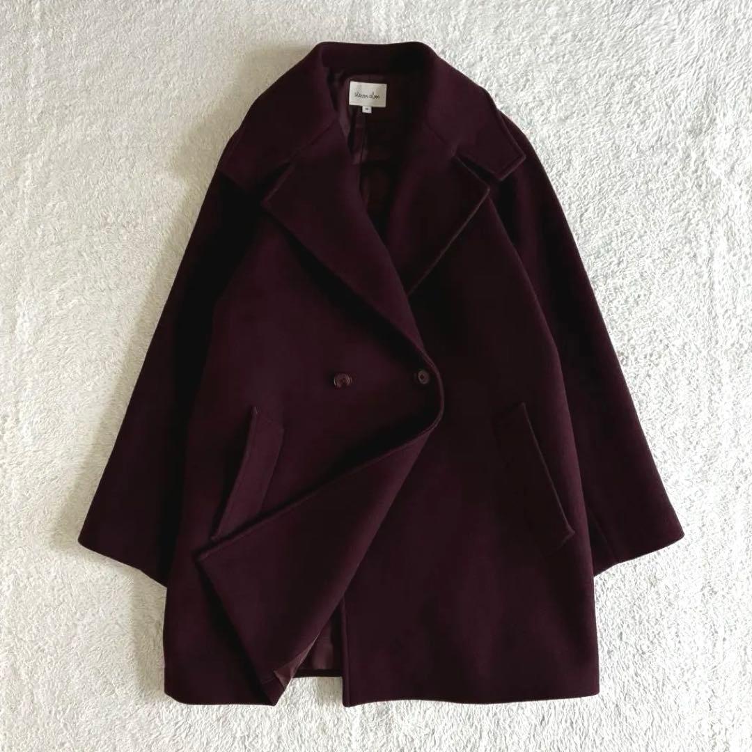 美品 スティーブンアラン 大襟 ウールコート ミドル丈 ダブルブレスト 日本製