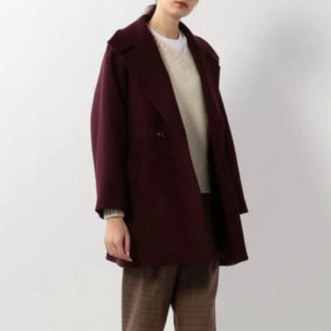 美品 スティーブンアラン 大襟 ウールコート ミドル丈 ダブルブレスト 日本製