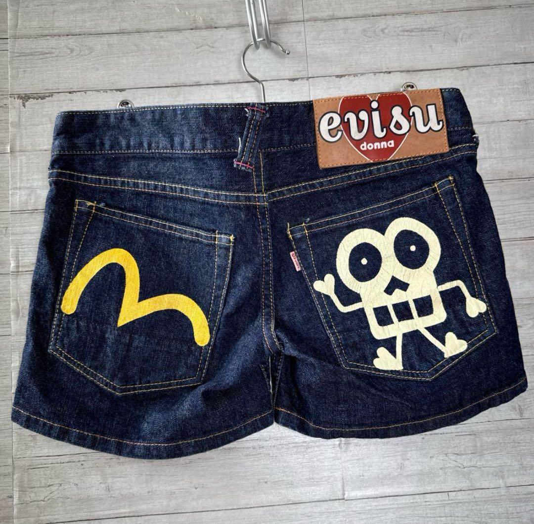 エビス ドナン ショートパンツ 27インチ デニム 濃紺 カモメ