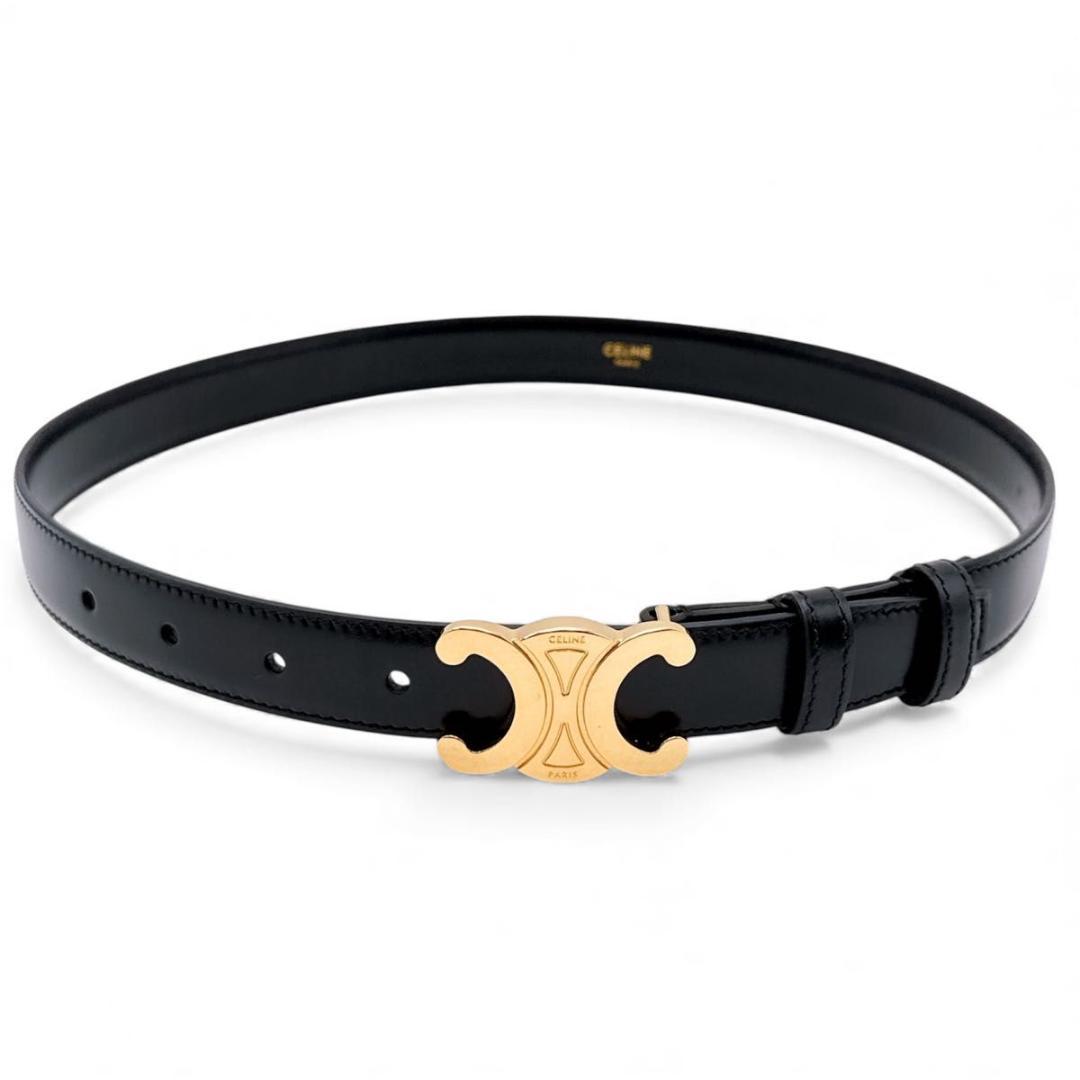 【未使用に近い】セリーヌ トリオンフ ベルト レザー ゴールド ブラック 70