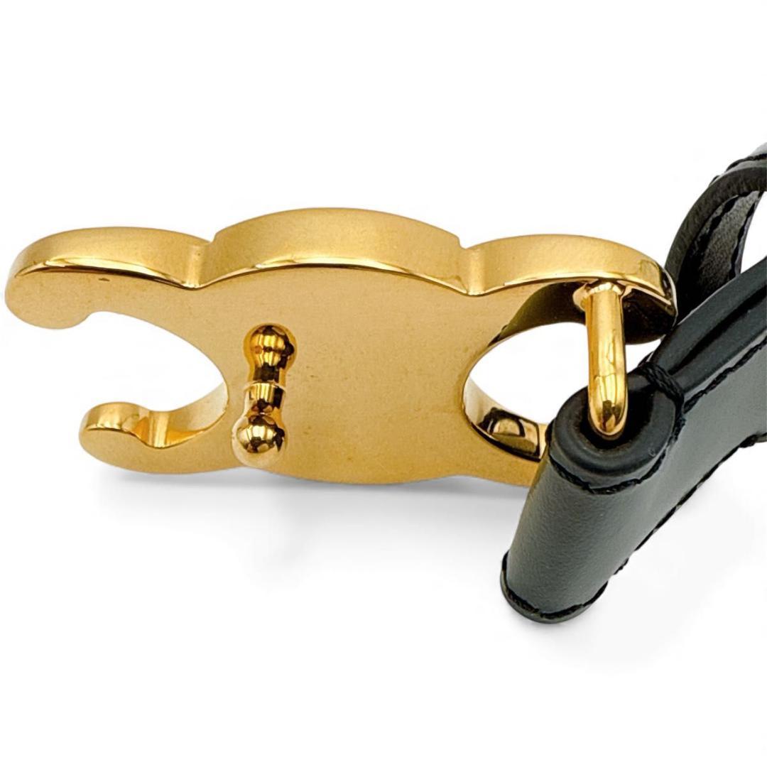 【未使用に近い】セリーヌ トリオンフ ベルト レザー ゴールド ブラック 70