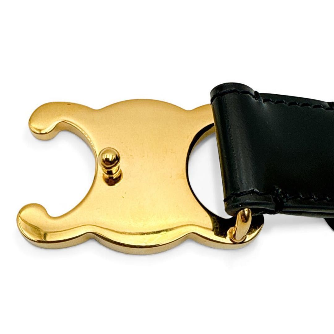 【未使用に近い】セリーヌ トリオンフ ベルト レザー ゴールド ブラック 70