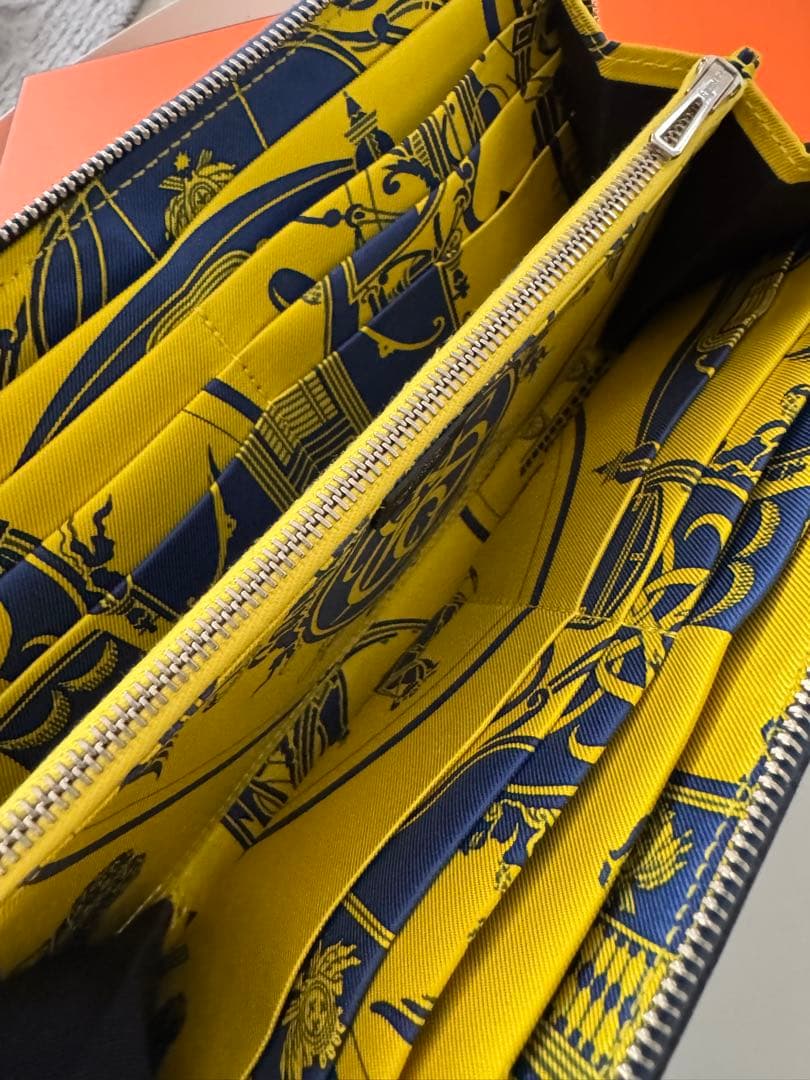 HERMES エルメス 長財布 シルクイン ネイビー