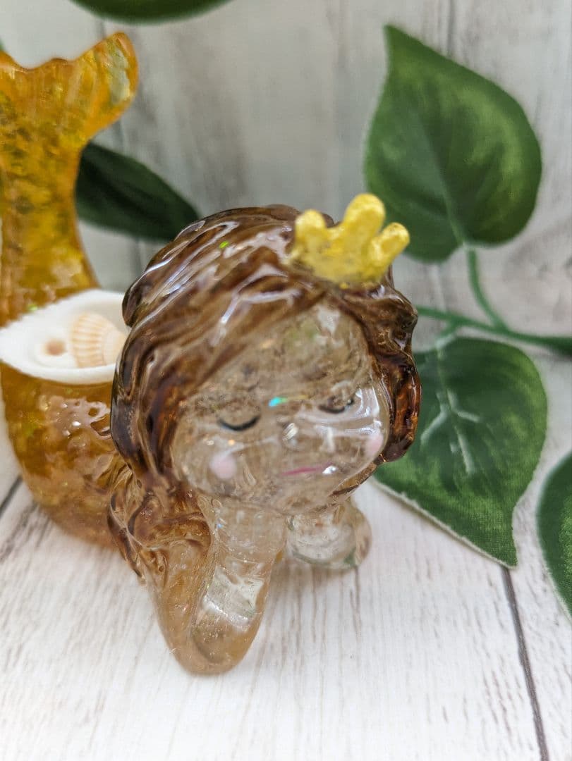 【まゆ】シトリン✕イエロークラック水晶のマーメイド形オルゴナイト☆他４点