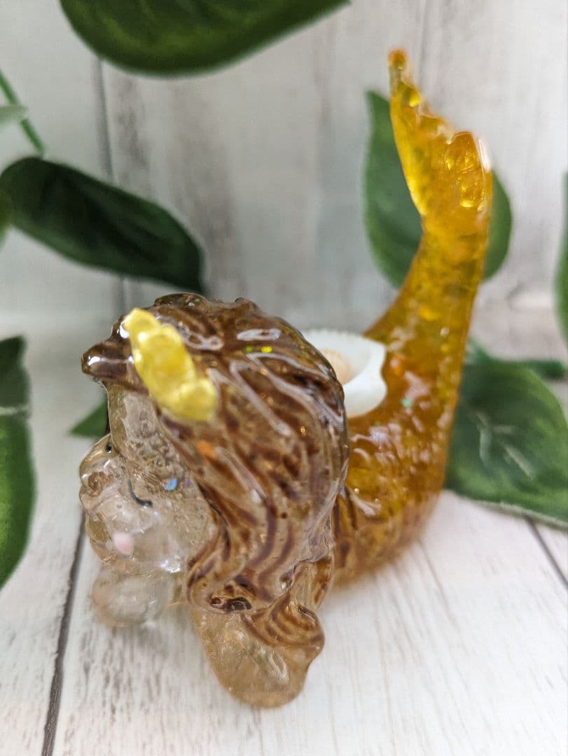【まゆ】シトリン✕イエロークラック水晶のマーメイド形オルゴナイト☆他４点