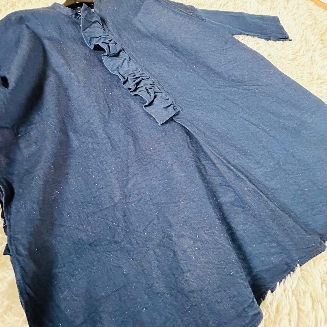 極美品★45rpm/45r ONE ONE いろいろデニムのプルフリルチュニック