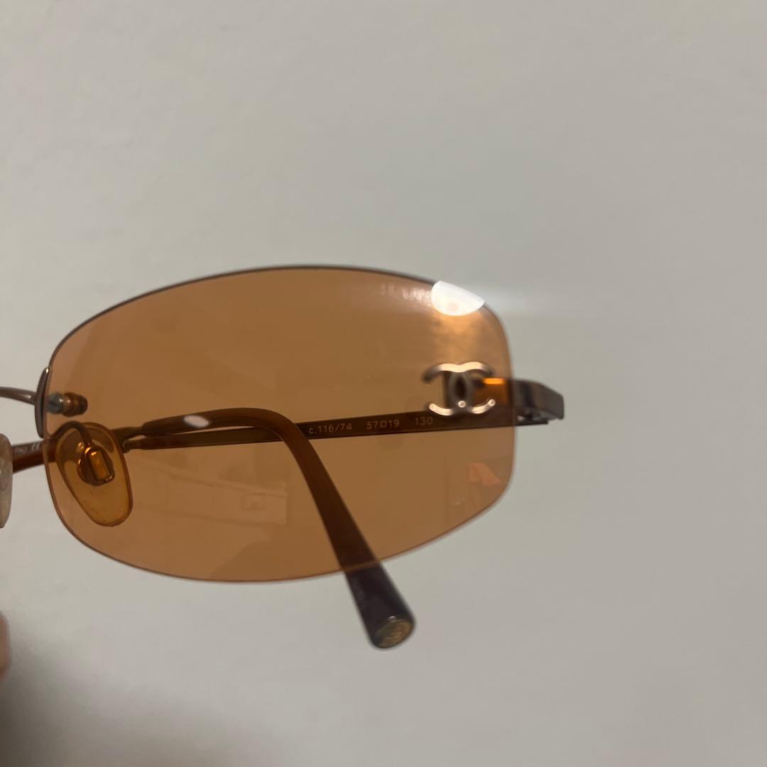 【CHANEL】オーバルサングラス オレンジレンズ ケース付き