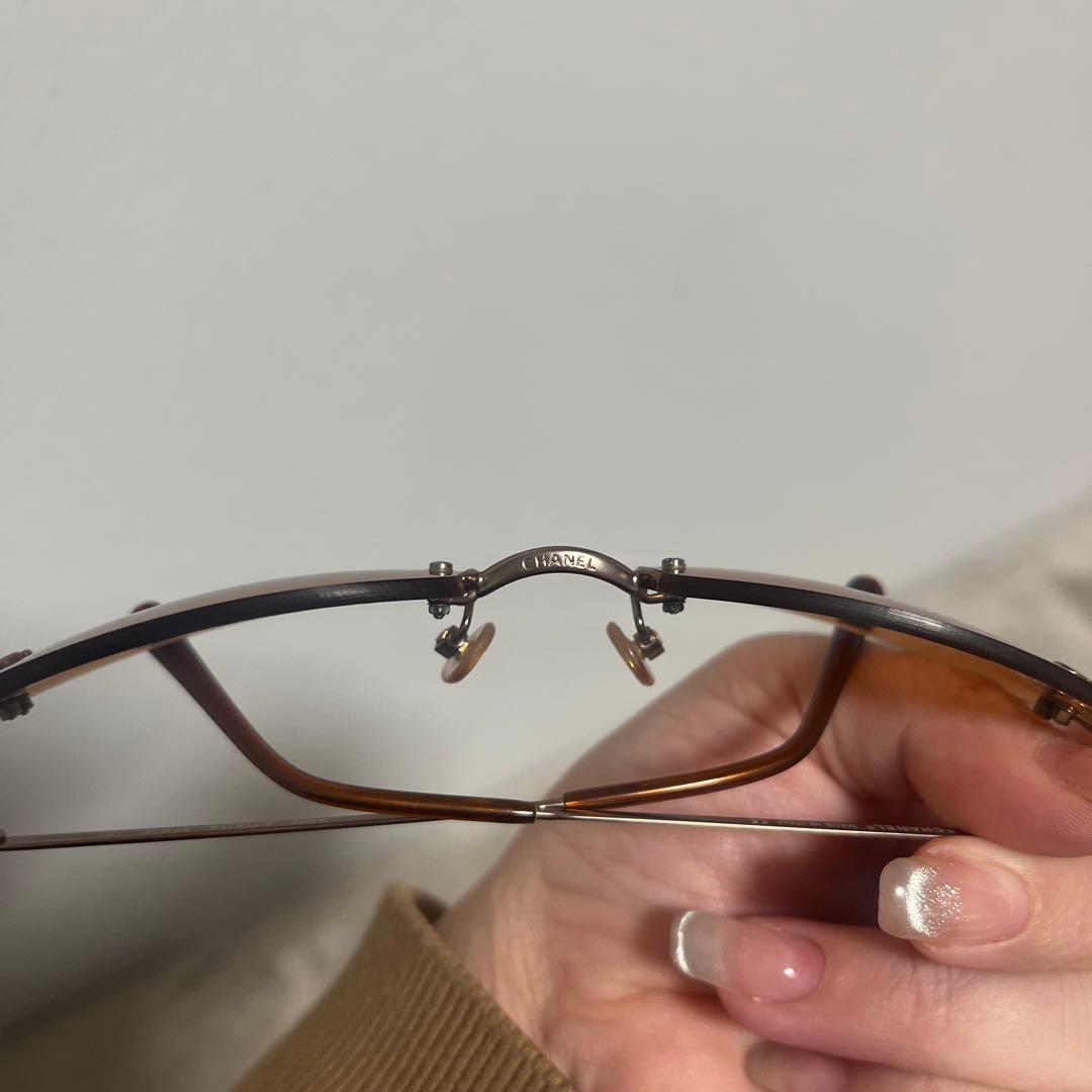 【CHANEL】オーバルサングラス オレンジレンズ ケース付き