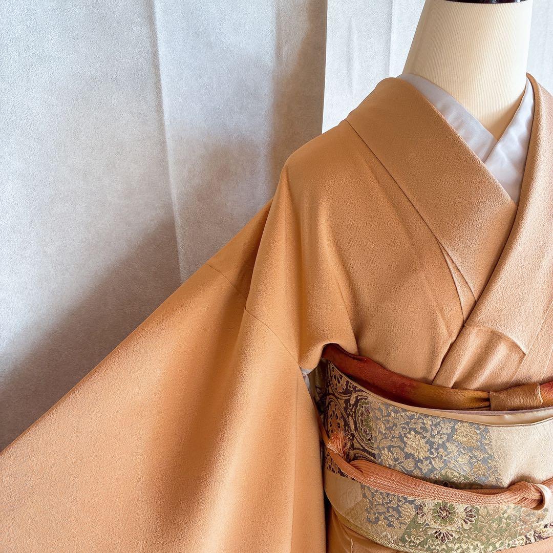 色無地　フルセット　着物　正絹　入学式　しつけ付き　パールトーン　共布　J5