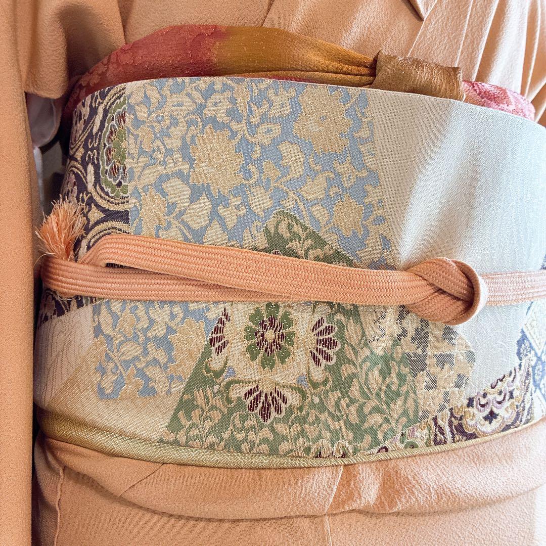 色無地　フルセット　着物　正絹　入学式　しつけ付き　パールトーン　共布　J5