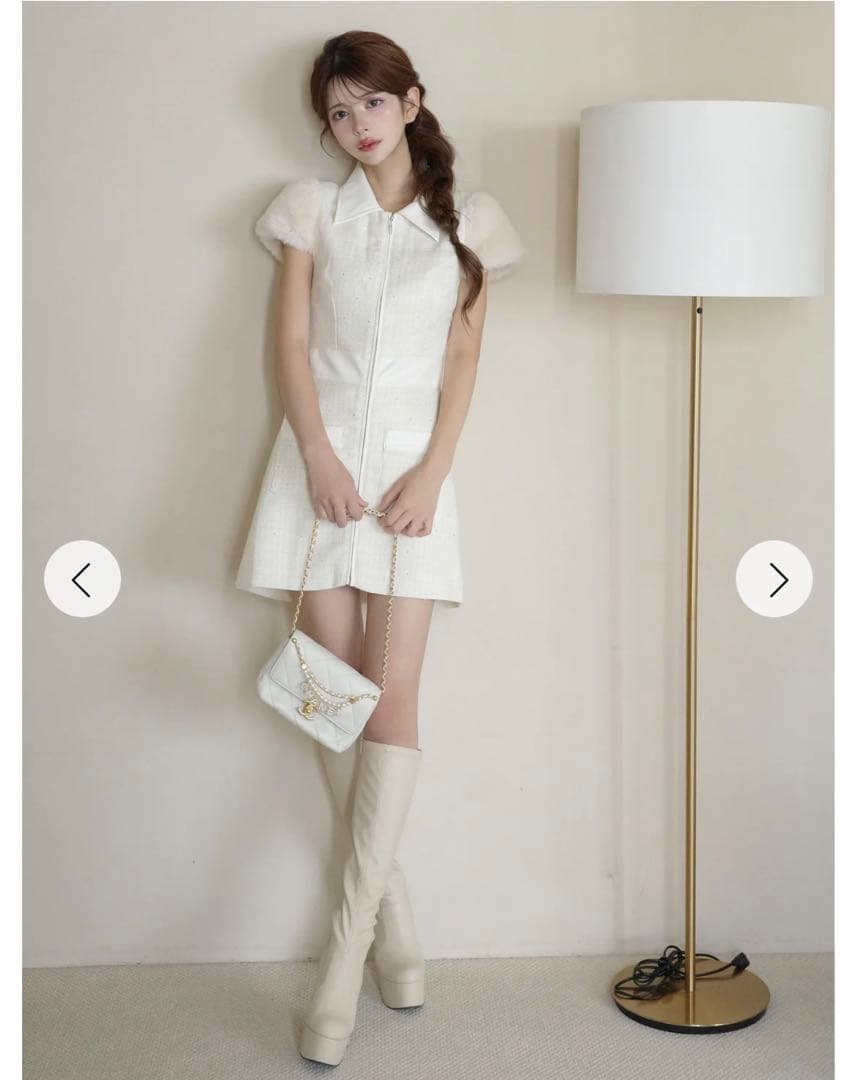 新品タグ付き Randy 2wayカービーツイードワンピース ホワイト M