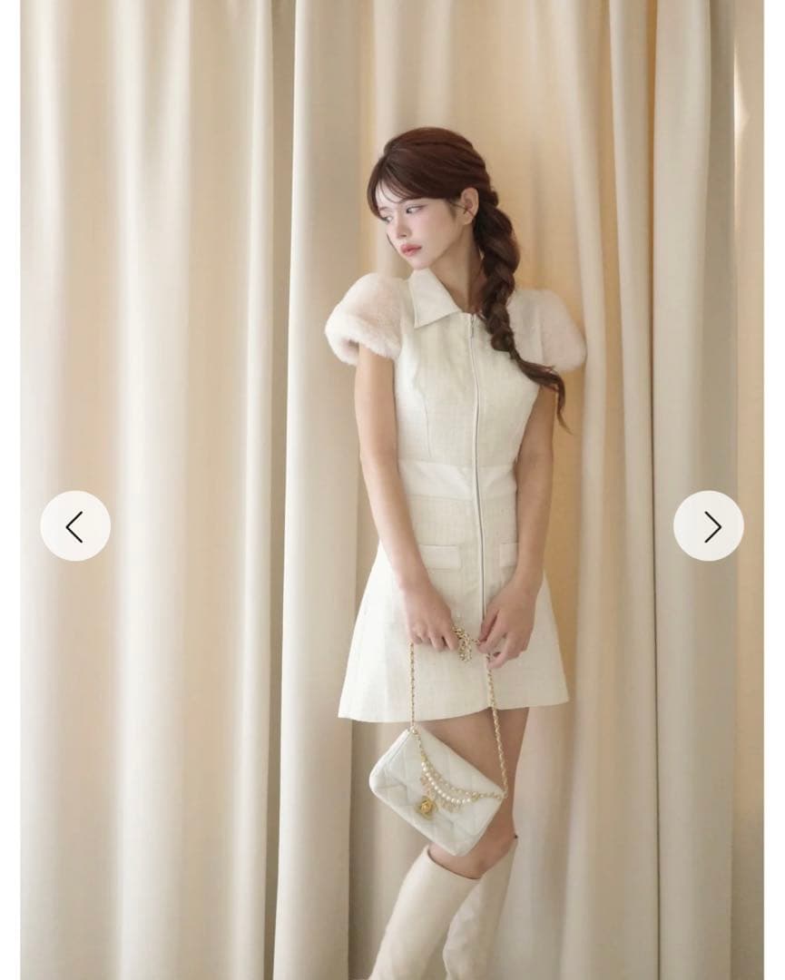 新品タグ付き Randy 2wayカービーツイードワンピース ホワイト M