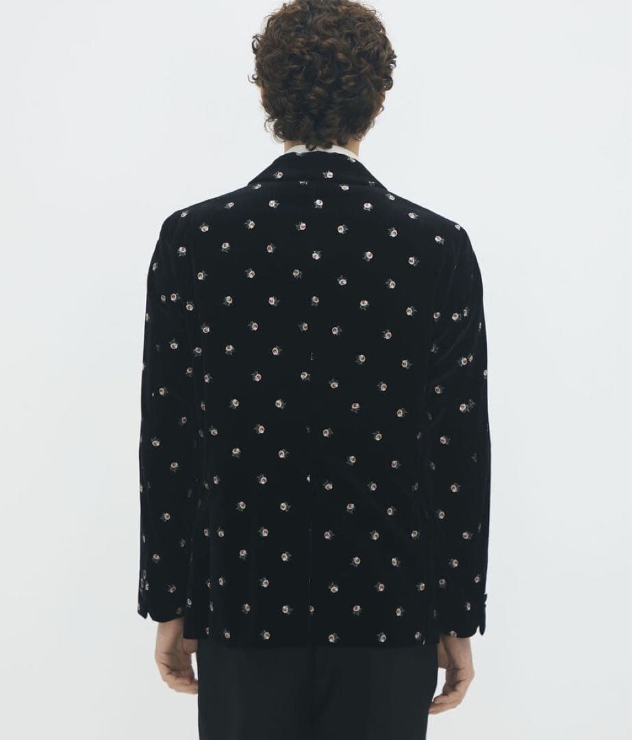 【タイムセール】 CABaN ベロア ローズプリント テーラードジャケット