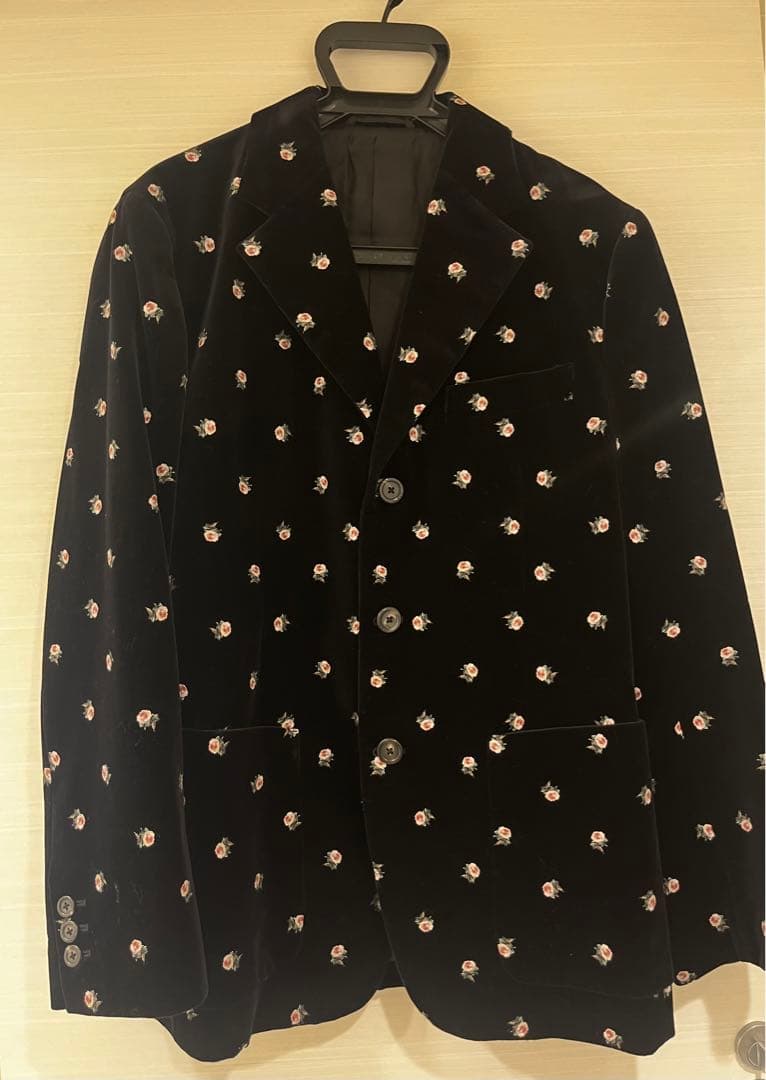 【タイムセール】 CABaN ベロア ローズプリント テーラードジャケット