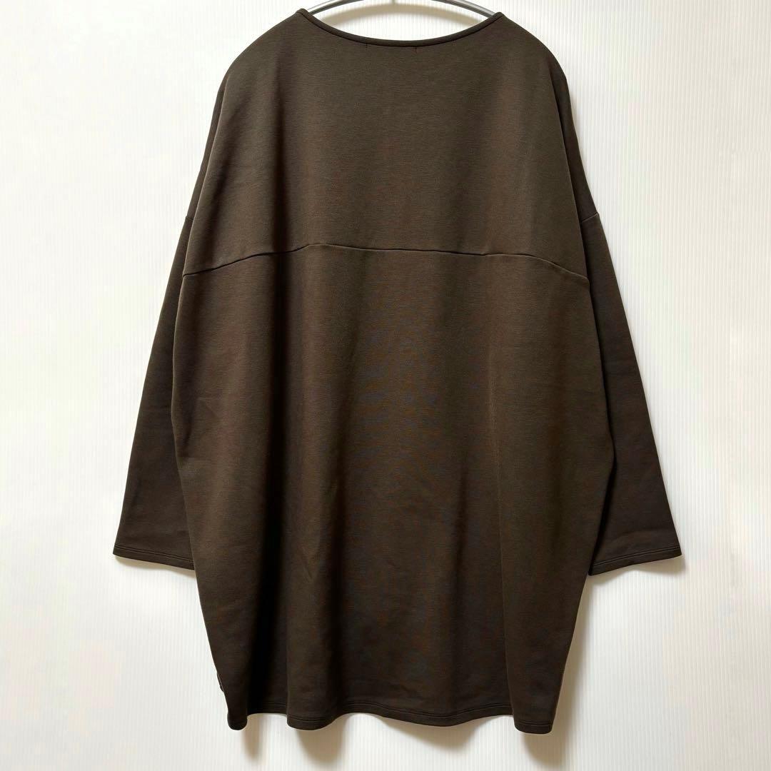 【ミズイロインド】コクーン　長袖　チュニック プルオーバー　ポンチ　ブラウン