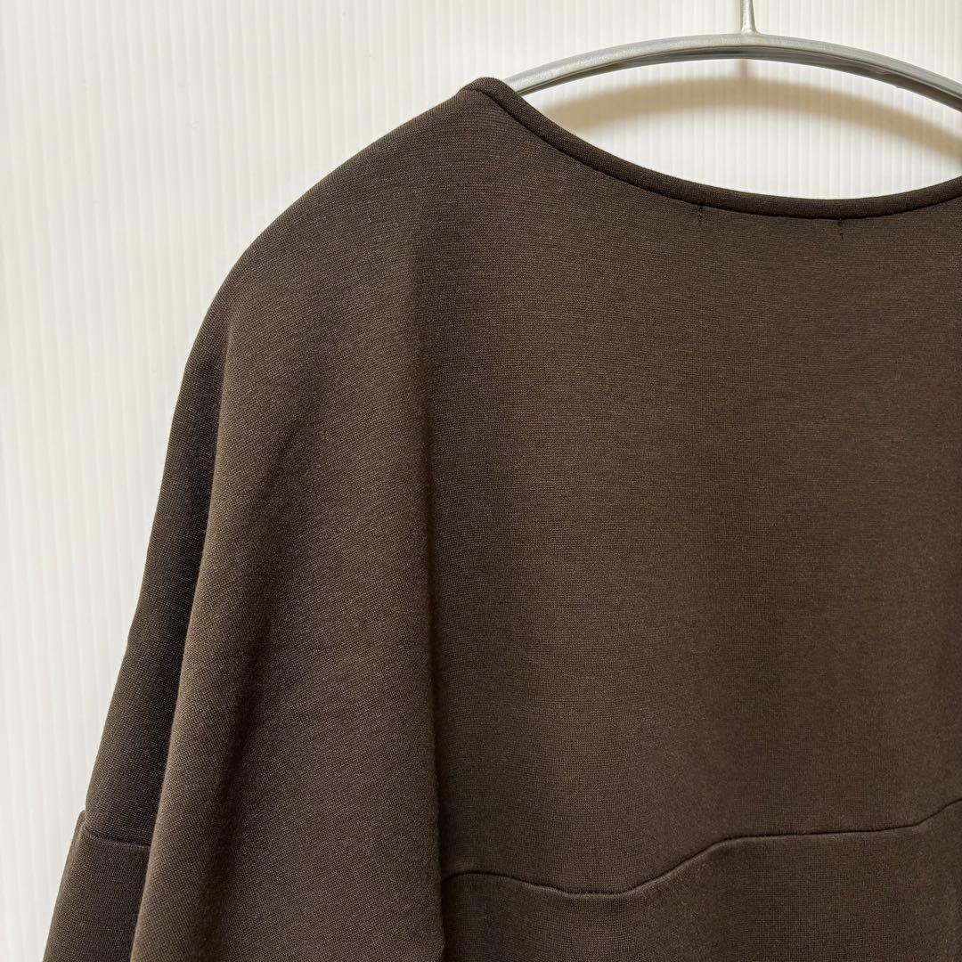 【ミズイロインド】コクーン　長袖　チュニック プルオーバー　ポンチ　ブラウン