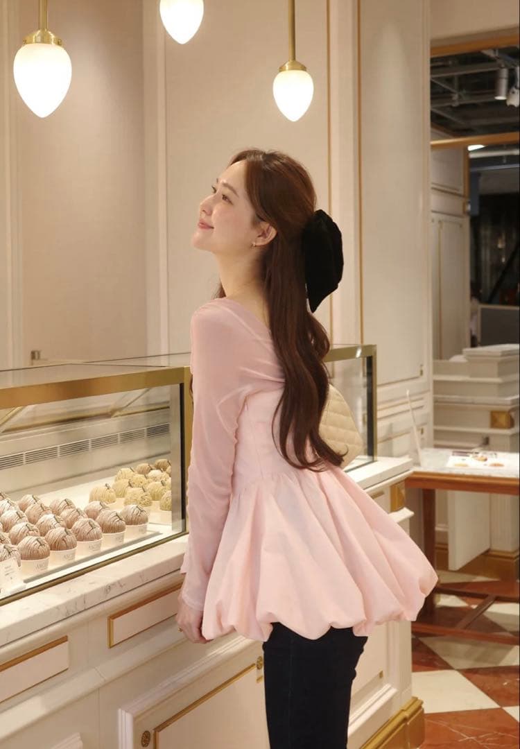 【試着のみ、タグあり】polaura ベロアビスチェバルーントップス　ピンク